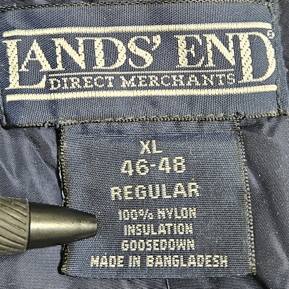 LANDS' END‎ Mens Goose Down Puffer Vest Nylon Insulated Gorpcore Snaps Blue XL - Picture 8 of 10